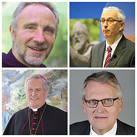 P. Meinrad Dufner OSB, Dr. Walter Zahner (oben, v.l.), Bischof Dr. Friedhelm Hofmann, Prof. DDr. Thomas Sternberg (unten, v.l.)