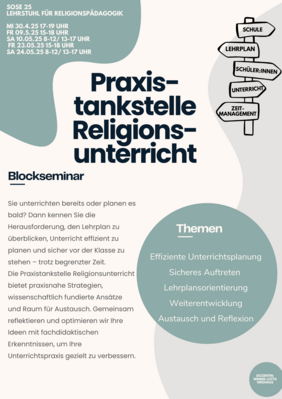 Flyer Praxistankstelle Religionsunterricht