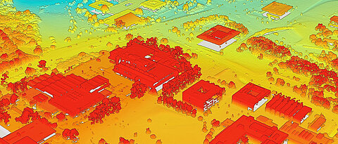 Die Masterstudierenden werden unter anderem mit Geodaten arbeiten. So lassen sich beispielsweise die verschiedenen Höhenstufen am Campus Hubland Süd (Bild) darstellen. 